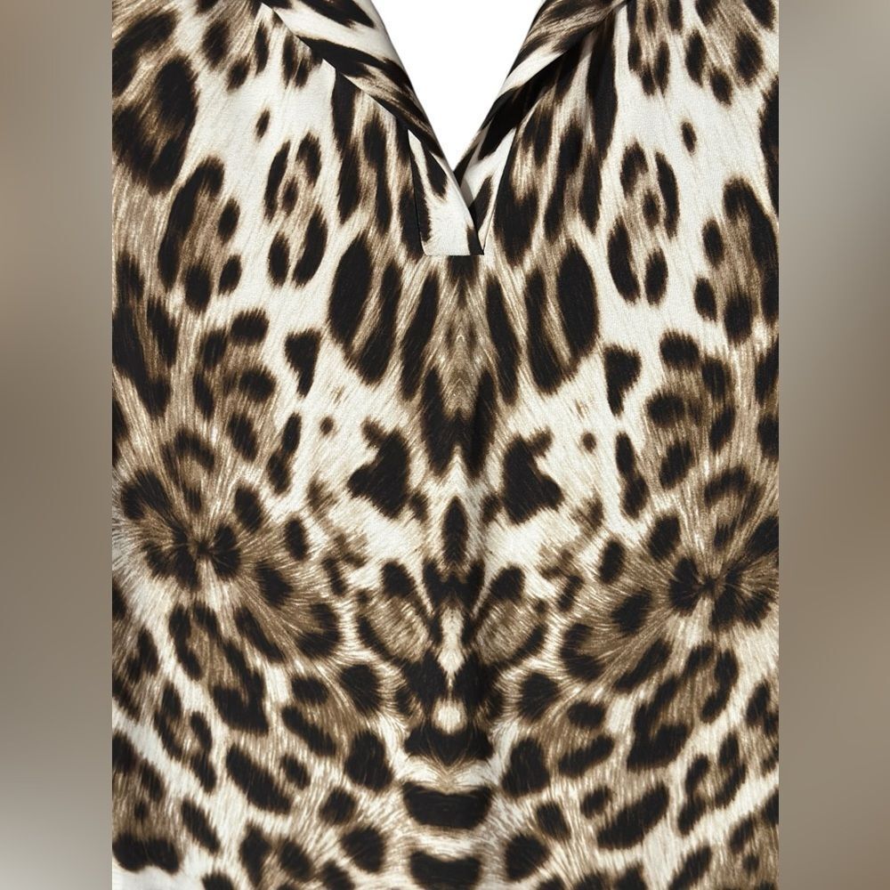Chico’s Leopard Print Shirt Dress 3/4 Sleeve Midi Length Size 1 - Picture 3 of 5